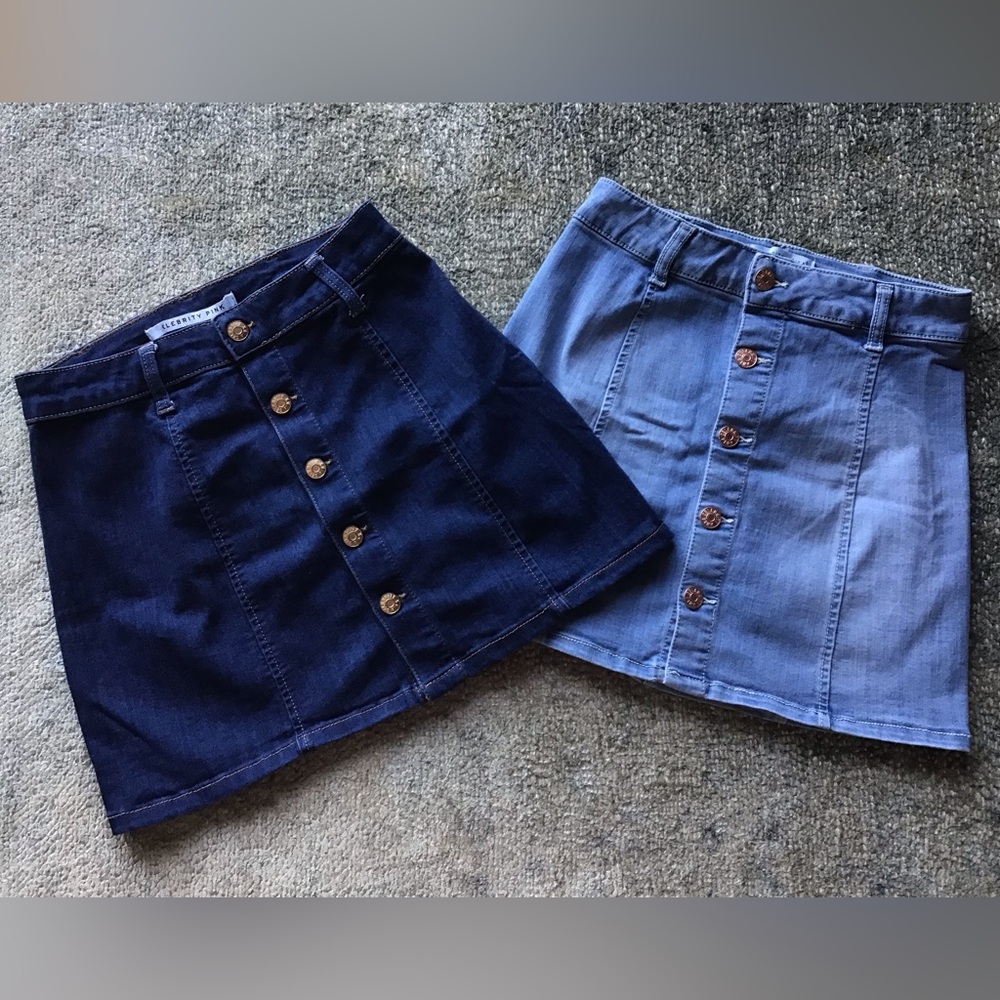 Celebrity Pink Jean Skirts with buttons